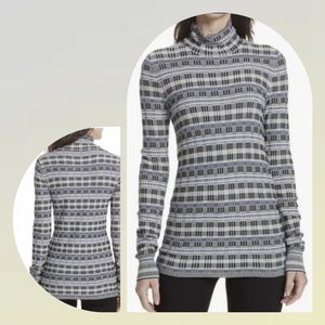 THEORY Prosecco Knit Plaid Turtleneck